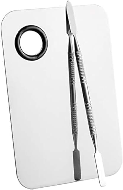 Professional Stainless Steel Makeup Palette Cosmetic Palette with Spatula Tool For Nail Art Eye Shadow Eyelash Makeup Professional Pigment Blending（6 x 4 Inch Sliver）
