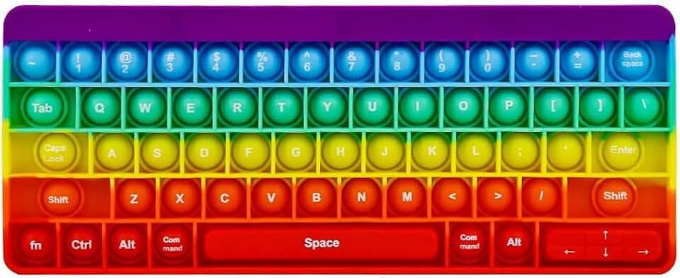 Push Toy Pop Bubble Fidget Sensory Toys Push It Pop Fidget Toys Rainbow Keyboard Shape, Pop Silicone Popper Toy Anxiety Stress Reliever Relief Autism Learning Materials Game Gift for Kids (Rainbow)
