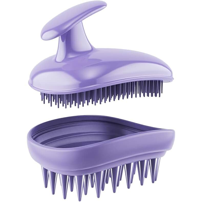 2-in-1 Scalp Massager Shampoo Brush,Scalp Scrubber, Exfoliator Brush for Removing Dandruff & Hair Growth,Detangling Scrubber for Wet or Dry Hair - for All Hair Types(Purple)