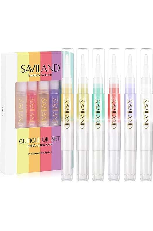 SAVILAND Natural Cuticle Oil Pen: 6PCS Revitalizing Cuticle Oil for Nails with Vitamin E Repaired Cuticles Overnight Cuticle Softener Nail Strengthener Protector for Damaged Skin Thin Nail