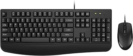 Wired Keyboard and Mouse Combo, EDJO Full-Sized Ergonomic Computer Keyboard with Palm Rest and Optical Wired Mouse for Windows, Mac OS Desktop/Laptop/PC