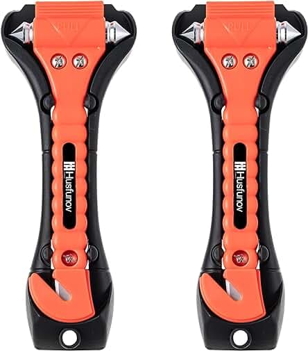 Car Safety Hammer Set of 2, Auto Car Escape Tool, Car Window Glass Hammer Breaker and Seat Belt Cutter Escape 2-in-1 Tool, for Family Rescue and Auto Traffic Accident Emergency Escape