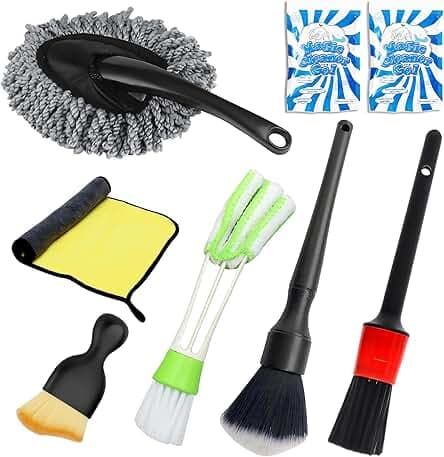 8 Pack Car Interior Duster Detailing Brush Set Cleaning Gel Kit All Purpose Detailing Brushes Accessories Essentials Supplies Tool for Cars, Trucks, SUVs, RVs, Motorcycles, & More