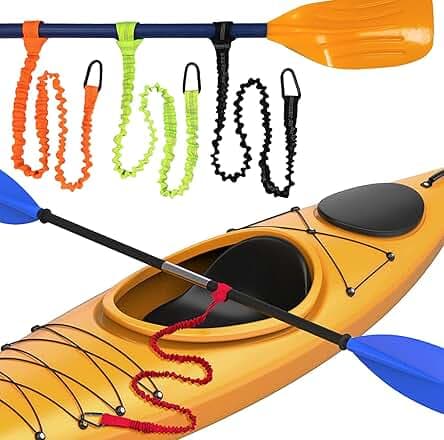 Paddle Leash Kayak Paddle Holder Tool Lanyard - 2 Pack Stretchable Paddle Strap with Carabiner Secure Leash Lanyard Rope for SUP Kayak Canoe Paddle Fishing Pole Rod