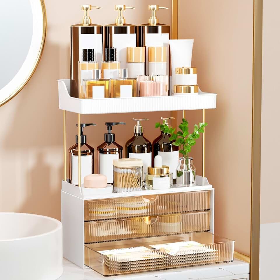 3 Drawers Makeup Organizer - 5 Tier Bathroom Organizers and Storage