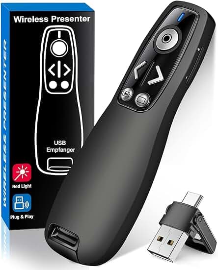 2-in-1 USB Type C Presentation Clicker Wireless Presenter Remote for PowerPoint