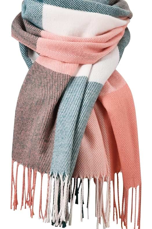 Clothirily Womens Winter Scarf, Fashion Cashmere Feel Plaid Scarfs for Women, Pashmina Shawls and Wraps, Long Blanket Scarf