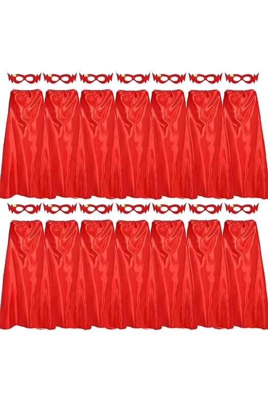 D.Q.Z Superhero-Capes and Masks for Adults Bulk 14 Pack Women Men Super Hero Team Spirit Group Costume Halloween Party