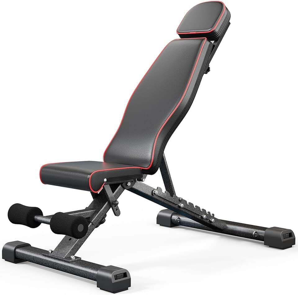 YOLEO 880LB Adjustable Weight Bench for Bench Press, MAX Foldable Weight Bench with Bench Press Stand/Extended Head for Home Gym/Full Body Workout 90 Degree Workout Bench User 6'56''