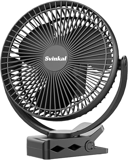 Portable Clip on Fan 10000mAh Battery Powered, USB Type C, Supports 720° Adjustment, 4 speed, 8inch Personal Fan for Table, Bedroom, Desk, Camping, Stroller, Golf Cart