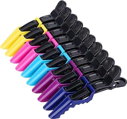 HH&LL Hair Clips for Women – Wide Teeth & Double-Hinged Design – Alligator Styling Sectioning Clips of Professional Hair Salon Quality - 10Pack (Mixing)