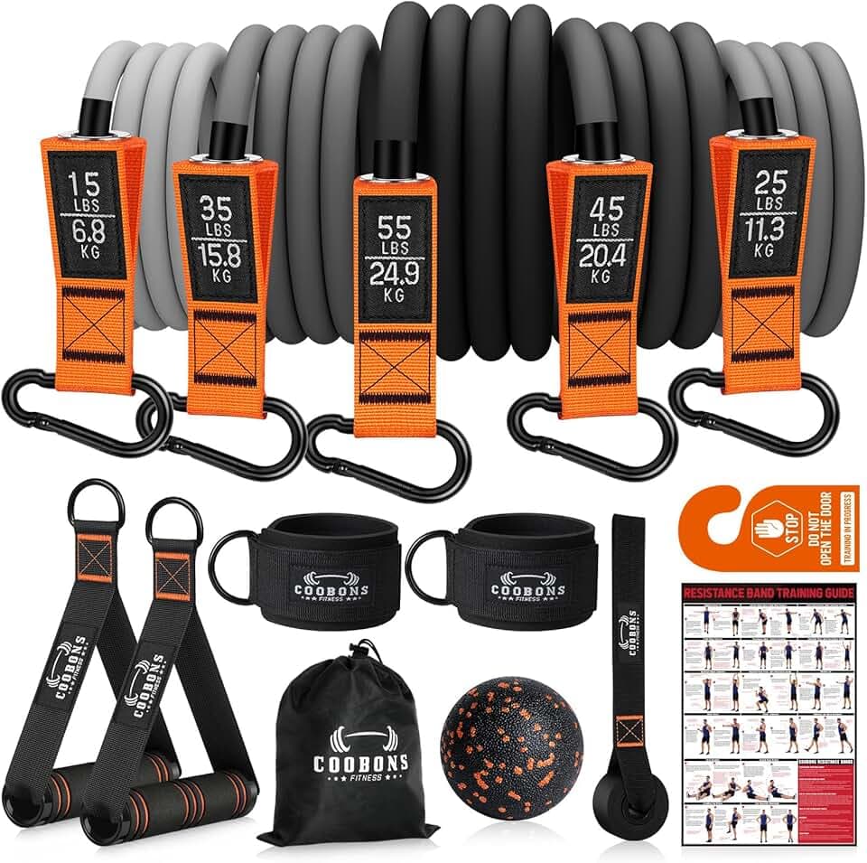 Resistance Bands with Handles - Heavy Duty Fitness Bands for Men & Women - Strength & Muscle Training, Yoga, Home Gym Equipment