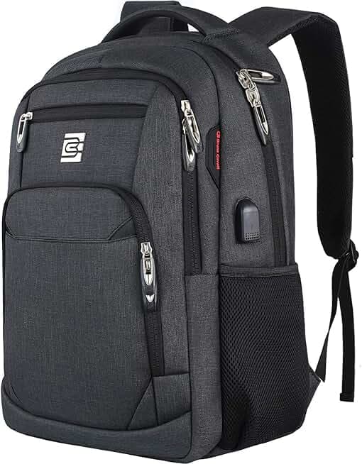 Laptop Backpack,Business Travel Anti Theft Slim Durable Laptops Backpack with USB Charging Port,Water Resistant College Computer Bag for Women & Men Fits 15.6 Inch Laptop and Notebook - Black
