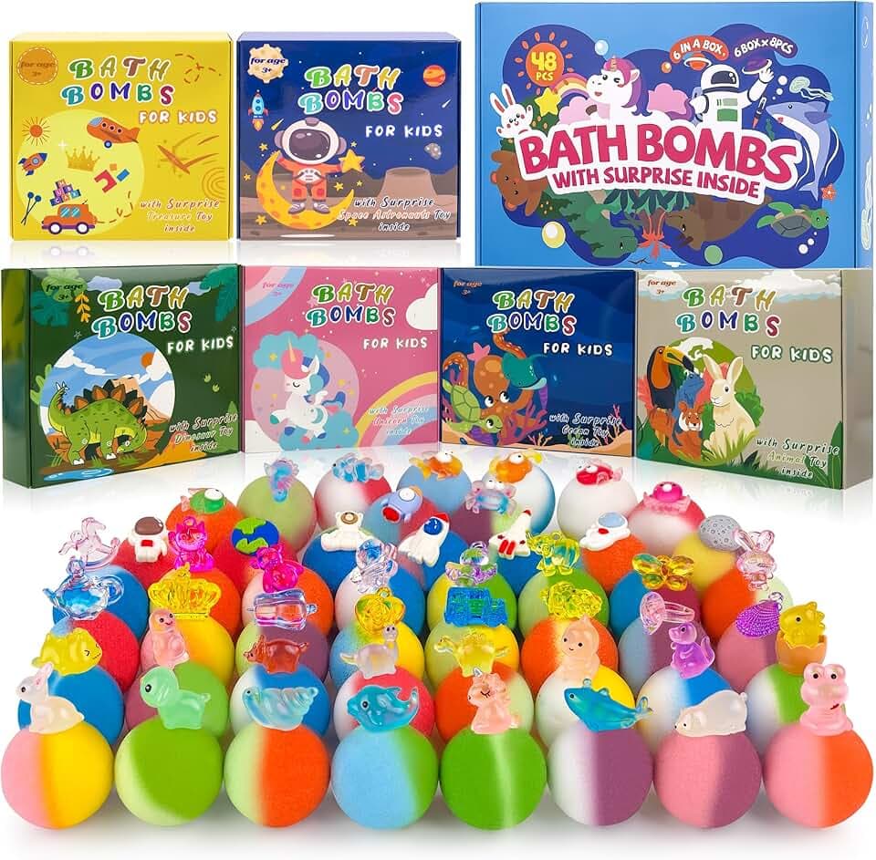 48pcs Bath Bombs for Kids with Toy Inside