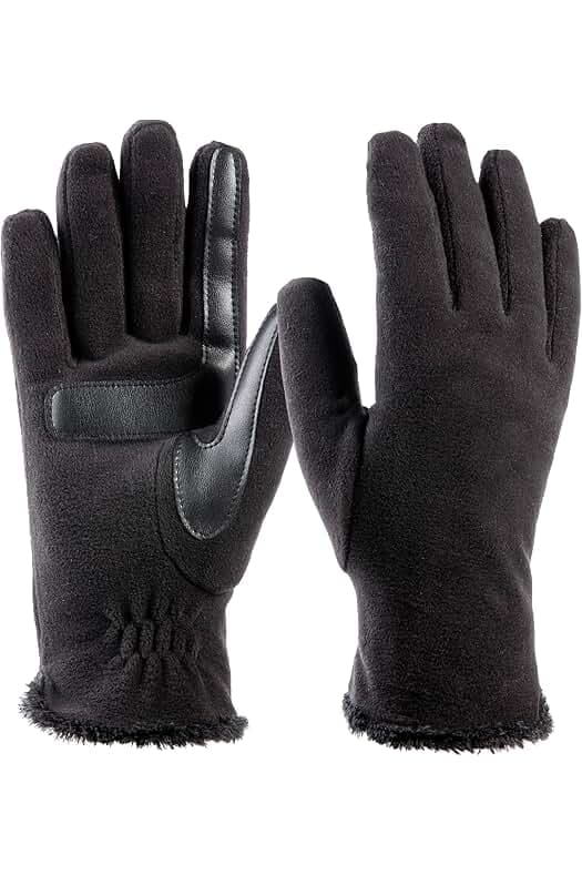 isotoner womens Stretch Fleece Gloves With Microluxe Lining and Smart Touch Technology