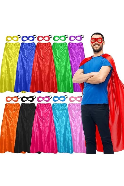 D.Q.Z Bulk Superhero-Capes and Masks for Adults Super Hero Capes Group Costume Halloween Dress Up Team Spirit Party,10 Pack