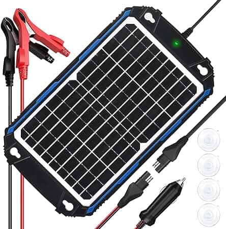 SUNER POWER Waterproof 12W 12V Solar Battery Charger & Maintainer Pro, Built-in UltraSmart MPPT Charge Controller, 12 Volt Solar Panel Trickle Charging Kits for Car Automotive Boat Marine RV Trailer